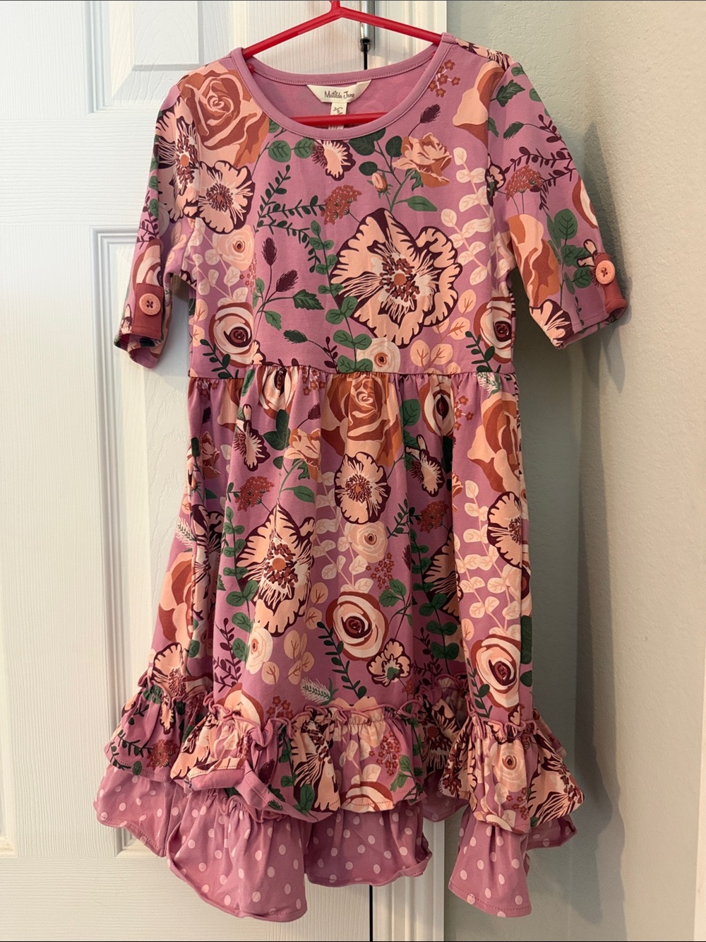 Matilda Jane Rose Pink “Just Imagine Odette” Floral Ruffle Hem Lap Dress